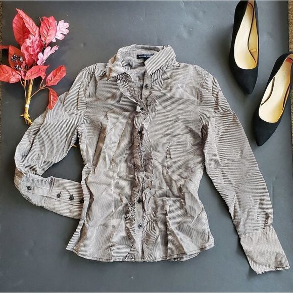 Banana Republic Striped Button Down Blouse - Picture 1 of 8
